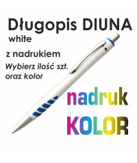 Długopis plastikowy z nadrukiem DIUNA WHITE - Długopisy Plastikowe