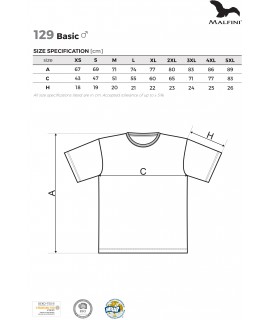 KOSZULKA MĘSKA BIAŁA 129 BASIC Z NADRUKIEM DTG / DTF - MALFINI - Koszulki męskie z nadrukiem