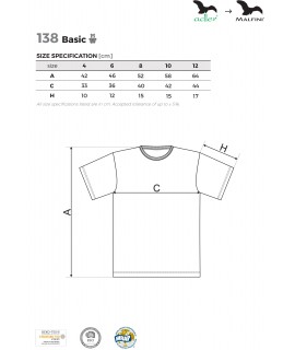 KOSZULKA DZIECIĘCA BIAŁA 138 BASIC DZIECIĘCA Z NADRUKIEM DTG / DTF - MALFINI - Koszulki dziecięce z nadrukiem
