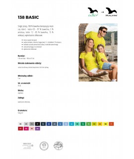 KOSZULKA DZIECIĘCA KOLOROWA 138 BASIC DZIECIĘCA z nadrukiem DTG / DTF - MALFINI - Koszulki dziecięce z nadrukiem