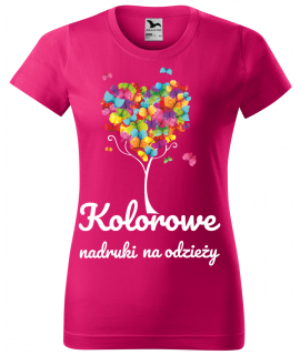 KOSZULKA DAMSKA KOLOROWA 134 BASIC z nadrukiem DTG - MALFINI - Koszulki damskie z nadrukiem