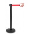 Słupek "Premium" czarny mat, czerwona taśma