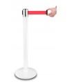 Słupek "Premium" biały, czerwona taśma