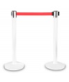 Słupek "Premium" biały, czerwona taśma