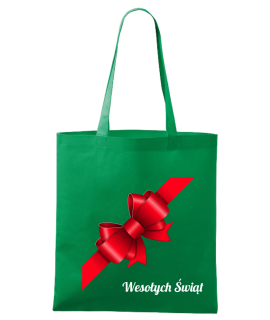 Torba bawełniana Świąteczna z logo - prezent - zielona - Torby Świąteczne