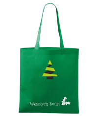 Torba bawełniana Świąteczna z logo - choinka zygzak - zielona - Torby Świąteczne