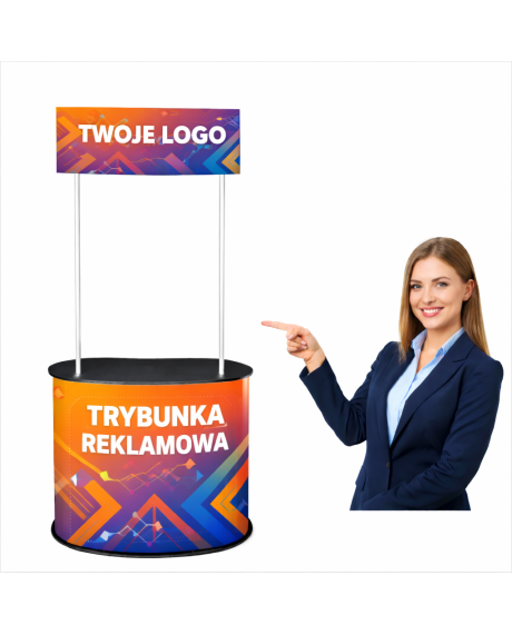 TRYBUNKA PROMO 2 PLUS z toperem - z wydrukiem grafiki