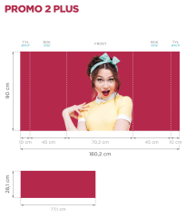 TRYBUNKA PROMO 2 PLUS z toperem - z wydrukiem grafiki