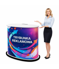 Trybunka PROMOCYJNA - REKLAMOWA z NADRUKIEM GRAFIKI - PROMO 2 NERKA - BIAŁY BLAT