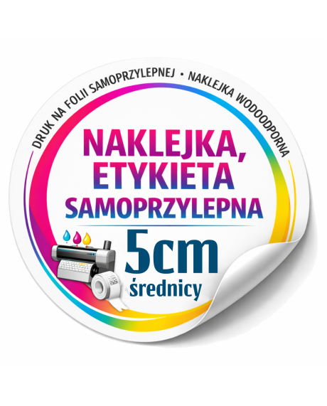 Naklejki okrągłe 5 cm | Etykiety foliowe samoprzylepne z nadrukiem
