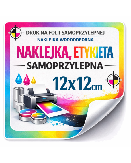 Naklejki kwadratowe 12 × 12 cm z nadrukiem | Etykiety foliowe samoprzylepne