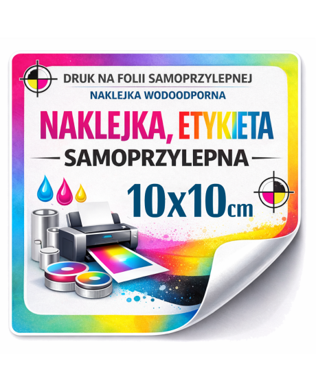 Naklejki kwadratowe 10 × 10 cm z nadrukiem | Etykiety foliowe samoprzylepne