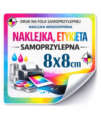 Naklejki kwadratowe 8 × 8 cm z nadrukiem | Etykiety foliowe samoprzylepne