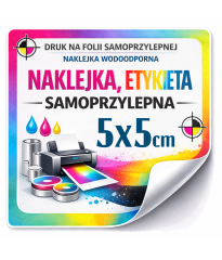 Naklejki kwadratowe 5 × 5 cm z nadrukiem | Etykiety foliowe samoprzylepne
