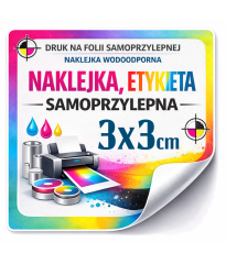 Naklejki kwadratowe 3 × 3 cm z nadrukiem | Etykiety foliowe samoprzylepne