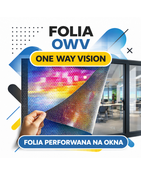 Folia OWV (One Way Vision) z nadrukiem – perforowana folia reklamowa | druk 1440 dpi